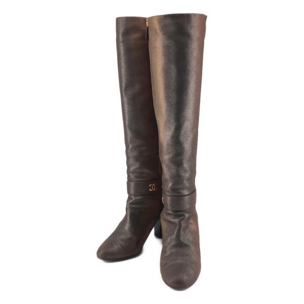 CHANEL / シャネル ココマーク グラデーション ラウンドトゥ ヒール ロング ブーツ