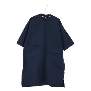 FIRMUM / フィルマム | 無地 コットン ひざ丈ワンピース | XS | ネイビー | レディース｜kldclothing