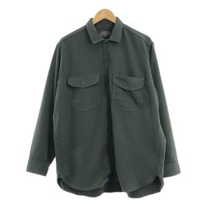 【美品】  BEAMS PLUS / ビームスプラス | クラシックフィット ポリエステル ツイル ワークシャツ | L | グリーン | メンズ｜kldclothing