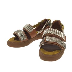 TOGA PULLA / トーガプルラ | Metal Sneaker Sandals / メタル レザー スニーカー サンダル | 37 | brown /yellow | レディース｜kldclothing