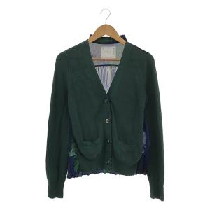 sacai / サカイ | プリーツドッキングニットカーディガン | 2 | グリーン/ブルー/ブラウン | レディース｜kldclothing