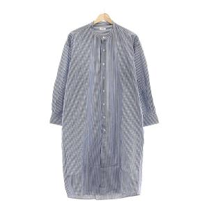 CIOTA / シオタ | ストライプ バンドカラーロングワンピース | F | ブルー/ホワイト | レディース｜kldclothing