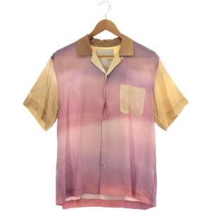 【新品】  FUMITO GANRYU / フミトガンリュウ | 2020SS | Watteau pleats Hawaiian shirt landscape オープンカラーシャツ | 2 | PINK SKY｜kldclothing
