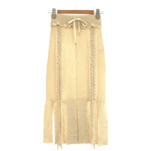 【美品】  malamute / マラミュート | 2020AW | braid slit skirt ニット スリット ロングスカート | S | ナチュラル｜kldclothing