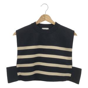 【美品】  HYKE / ハイク | 2023SS | STRIPED SWEATER CROPPED TOP クロップドトップス | F | ブラック/ベージュ | レディース｜kldclothing