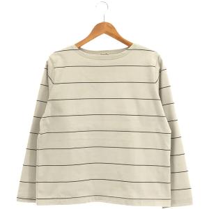 【美品】  steven alan / スティーブンアラン | ペンシルボーダー 長袖Tシャツ カットソー | ライトグレー | レディース｜kldclothing