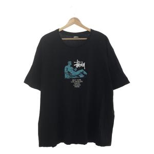 STUSSY / ステューシー | オーバーサイズ クルーネック プリントTシャツ | XL | ブラック | メンズ｜kldclothing