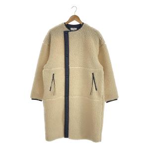 【美品】  HYKE / ハイク | AUX SHEARLING COAT  / ノーカラー ボア ロングコート | 2 | アイボリー | レディース｜kldclothing