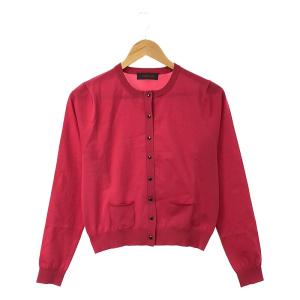 【美品】  CABaN / キャバン | ファインポリエステルクルーネックカーディガン | F | ショッキングピンク | レディース｜kldclothing