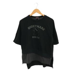 Sue UNDERCOVER / スーアンダーカバー | 2020AW | スラッシュレイヤード半袖スウェットNIGHTMARE | 2 | ブラック | レディース｜kldclothing