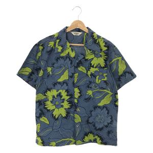 【美品】  CALEE / キャリー | 花柄 オープンカラー アロハシャツ | M | ブルー/ライムグリーン | メンズ｜kldclothing