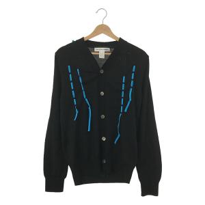 【美品】  COMME des GARCONS SHIRT / コムデギャルソンシャツ | テープデザイン Vネックニットカーディガン | S | ブラック/ブルー｜kldclothing