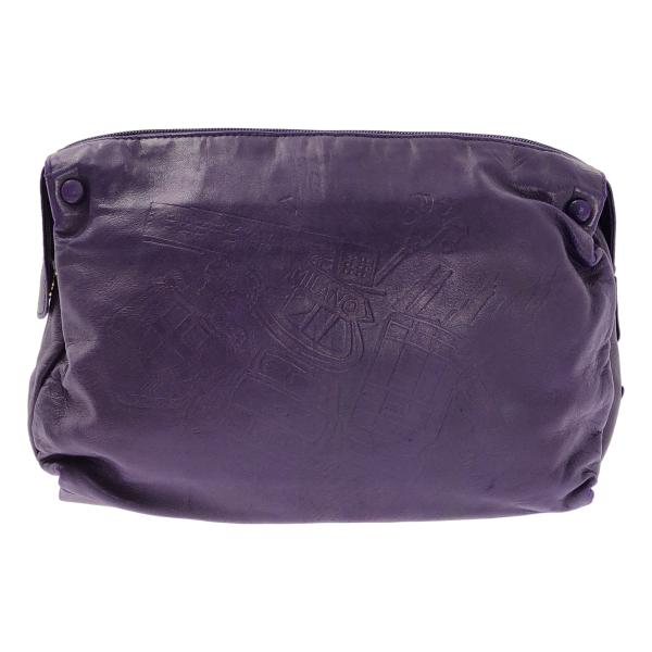 PRADA / プラダ レザー エンボス トライアングル 三角プレート ロゴ クラッチ バッグ