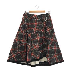 tricot COMME des GARCONS / トリココムデギャルソン | 2019SS | チェック プリント パッチワーク ラップスカート | M | レッド｜kldclothing