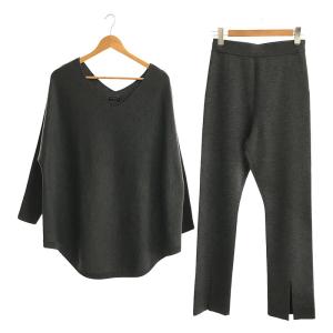 【美品】  VERMEIL par iena / ヴェルメイユ パー イエナ | 2020AW | スムースワイドVネックプルオーバー ミラノリブパンツ セットアップg | 38 | グレー | レデ｜kldclothing