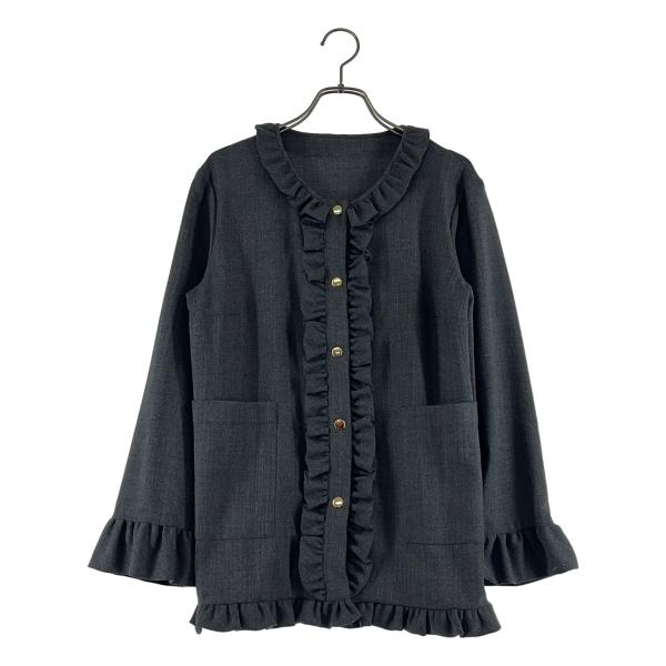 MARNI / マルニ ウール混 ノーカラー フリルシャツ