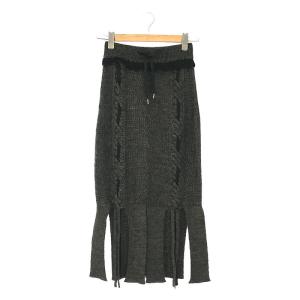 【新品】  malamute / マラミュート | 2020AW | braid slit skirt ニット スリット ロングスカート | S | KHAKI｜kldclothing