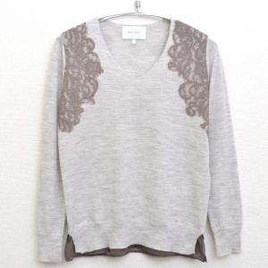 BEIGE / ベイジ | TERALLY カシミヤ混レース Vネックニットセーター | 4 | ライトグレー｜kldclothing