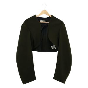 【美品】  JIL SANDER / ジルサンダー | ウール ノーカラー ボレロ ショートジャケット | 36 | カーキ | レディース｜kldclothing