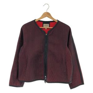 ARMANI COLLEZIONI / アルマーニコレツォーニ | メッシュ ボンディング パイピング ノーカラージャケット | 40 | ネイビー | レディース｜kldclothing