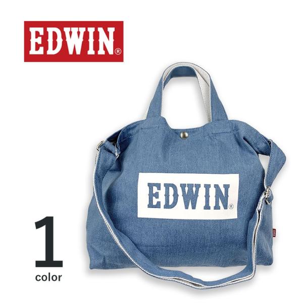 エドウイン 2WAY ボックスロゴ ライトデニム ショルダートートバッグ