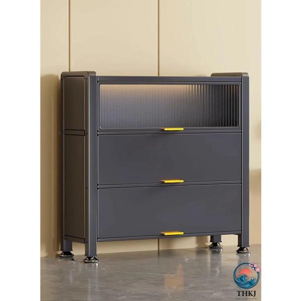 食器棚 前が開く 100*32*115 炭素鋼 キッチン 収納 棚 キッチンキャビネット スリム 収...