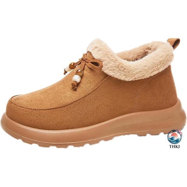 厚底 ブーティ レディース 裏起毛 滑りにくい 防寒 秋 冬 ショート ムートンブーツ ボア ファー...