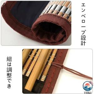 筆巻き 竹製 筆 収納 持ち運び 習字 ペンケ...の詳細画像3