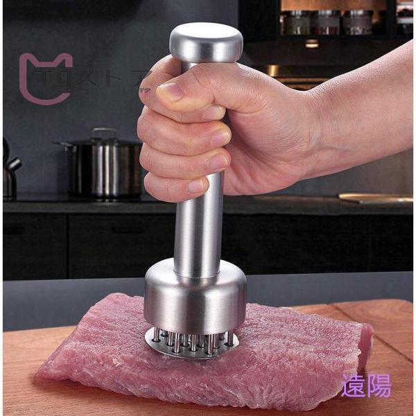 肉筋切り器 ステンレス鋼 ミートテンダライザー 肉たたき 手動ステーキハンマー とんかつ キッチン用...