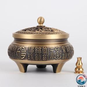 銅製 お香立て 三脚の香炉 置物 彫刻飾り 香...の詳細画像1
