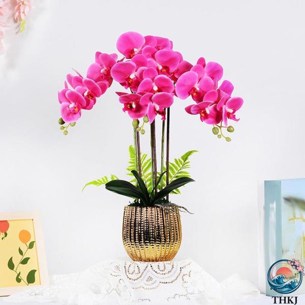 人工観葉植物 胡蝶蘭 鉢付き フェイクグリーン 観覧植物 造花 ホテル リビング ルーム 部屋に置く...