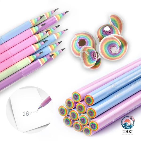 【12本1ダース】鉛筆 2B/hb かきかたえんぴつ レインボー鉛筆 鉛筆 女の子 可愛い鉛筆 虹鉛...
