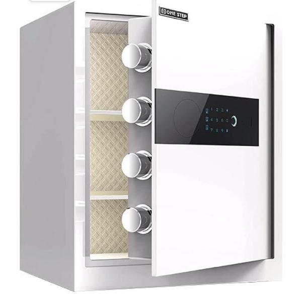 電子金庫 タッチパネル (45cm, 白) 指紋認証 アラーム機能付き 壁付け対応