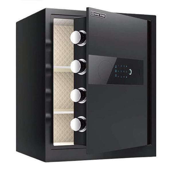 電子金庫 タッチパネル (45cm, 黒) 指紋認証 アラーム機能付き 壁付け対応