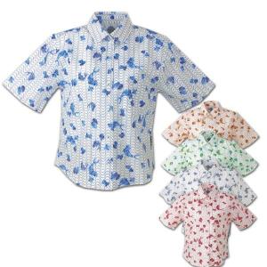 かりゆしウェア 沖縄アロハシャツ レディース 月桃物語 小花デイゴ柄