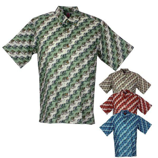 沖縄産アロハシャツ かりゆしウェア メンズ 月桃物語 月桃バイヤス柄 ボタンダウン ギフト プレゼン...