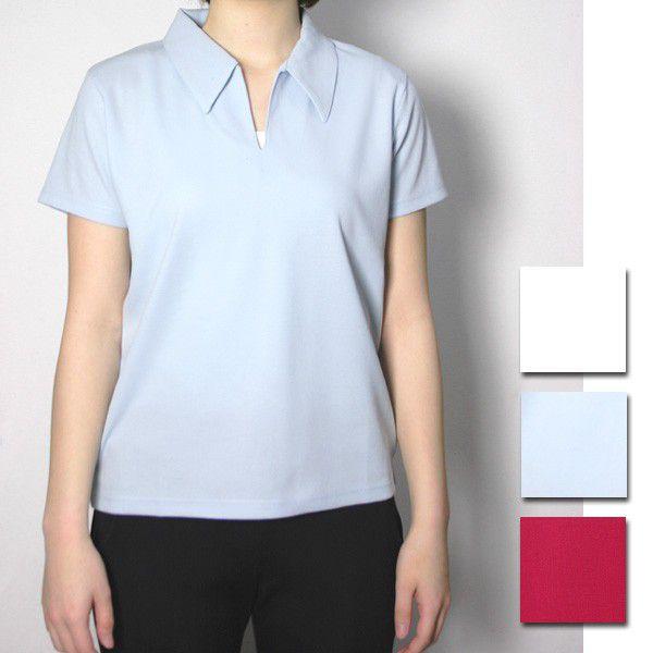 レディース 半袖 スキッパー 日本製 トップス 半袖 吸水速乾機能 春 夏メッシュ素材で爽やかに