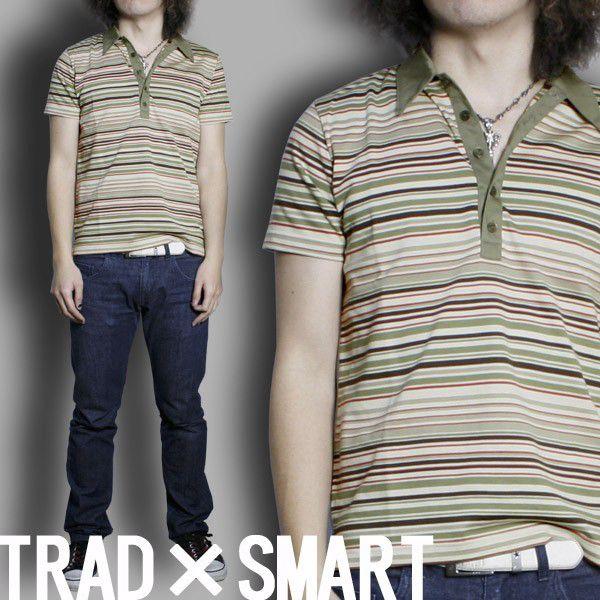 メンズ 和柄釦 ボーダー 半袖 ポロシャツ 日本製 ゴルフウェア シニア ギフト プレゼント