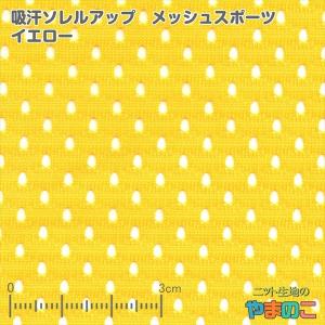ニット生地 吸汗速乾メッシュスポーツ イエロー「...の商品画像