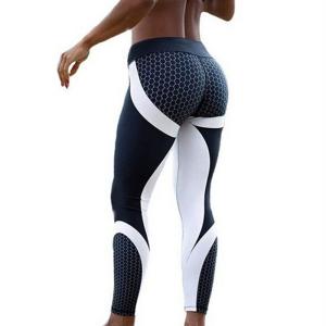 新しいメッシュパターン印刷レギンスフィットネスレギンスため女性スポーツワークアウトレギンス弾性ズボンスリムブラックホワイトパンツ