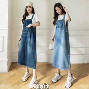 デニムサロペットスカートオーバーオールロング丈...の詳細画像3