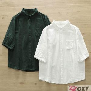 ダブルガーゼ シャツ シャツブラウス レディー...の詳細画像2