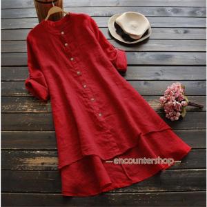 チュニック ロングシャツ シャツ レディース ...の詳細画像4
