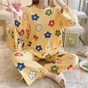 パジャマルームウェアレディース春秋長袖パジャマ綿大きいサイズ上下セット可愛いパジャマ6色