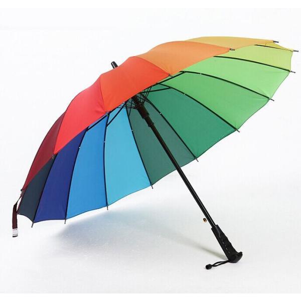 ロング雨傘雨具レディース骨増量自動オープン晴雨兼用梅雨遮熱ロングジャンプ傘虹色大きい16本骨遮光夏雨