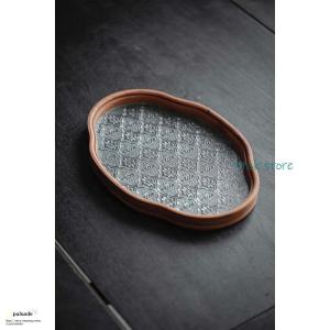 お盆 トレー 耐熱ガラス 木製 トレイ 茶席 ...の詳細画像3