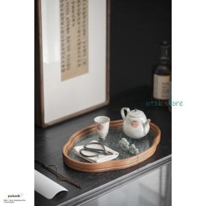 お盆 トレー 耐熱ガラス 木製 トレイ 茶席 ...の詳細画像4