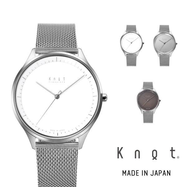 Knot 腕時計 日本製 ソーラーウォッチ 薄い シンプル ホワイト シルバー 38mm STS-3...