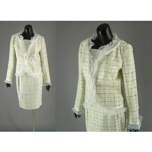 チェックツィード・ショートスカートスーツ570571白/9号11号13号)