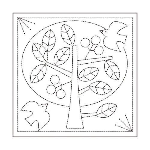 オリムパス　刺し子　北欧モチーフの花ふきん　布パック　ツリー　白（糸別売り）